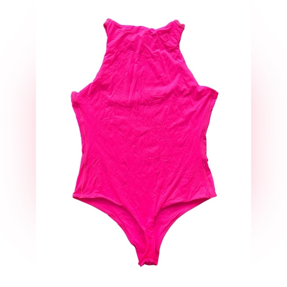 Skims Fits Everybody High Neck Bodysuit Size L in Neon Pink. - Picture 4 of 7